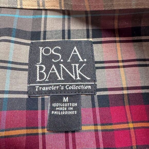 Jos A Bank Shirt Men Medium Red Plaid Traveler Business Casual Preppy‎ Outdoor. - Picture 9 of 12